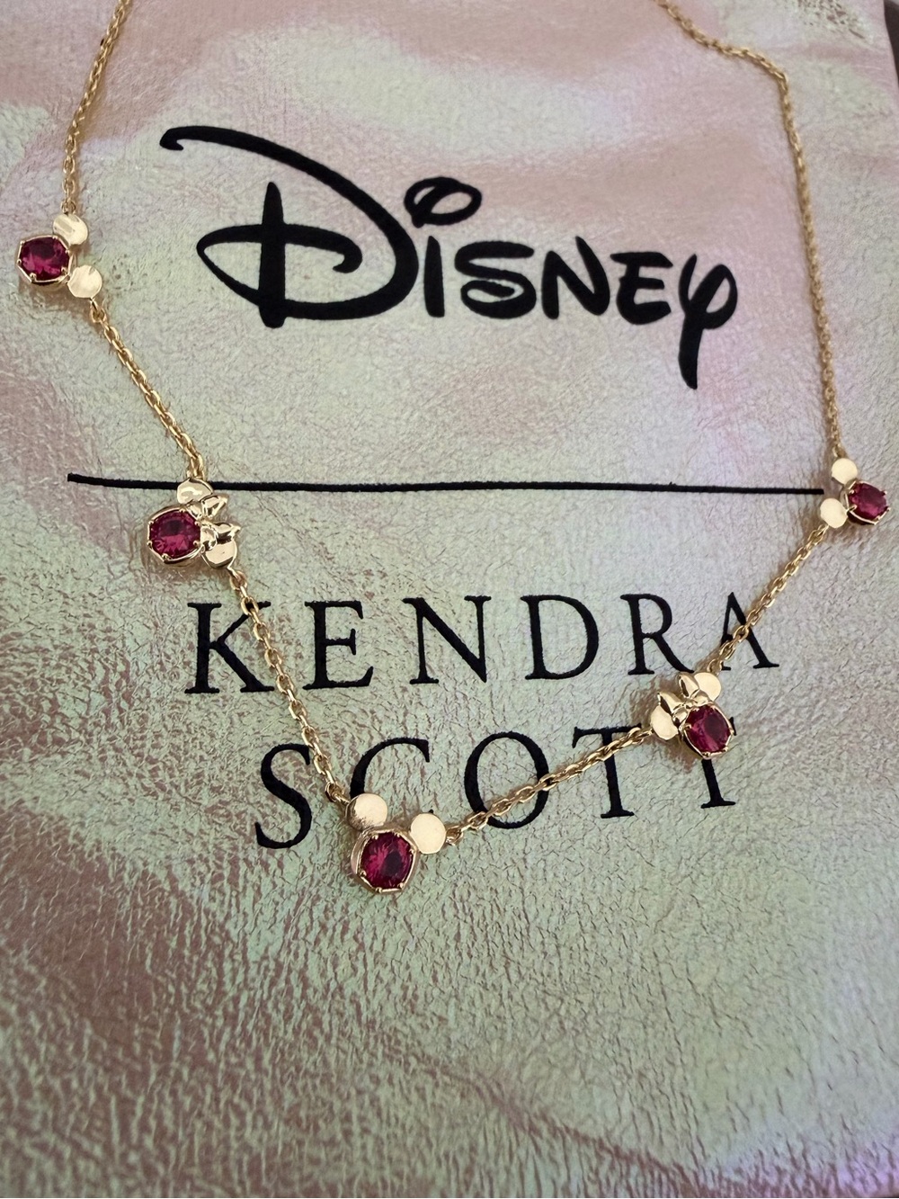 Disney x Kendra Scott Mickey & Minnie Mouse Strand Necklace Pink Gold NWT